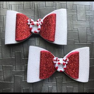 Mickey Mouse white and red bows.